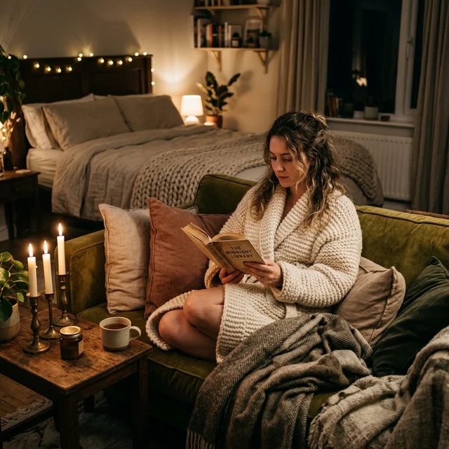 Cinematic moody bedroom interior