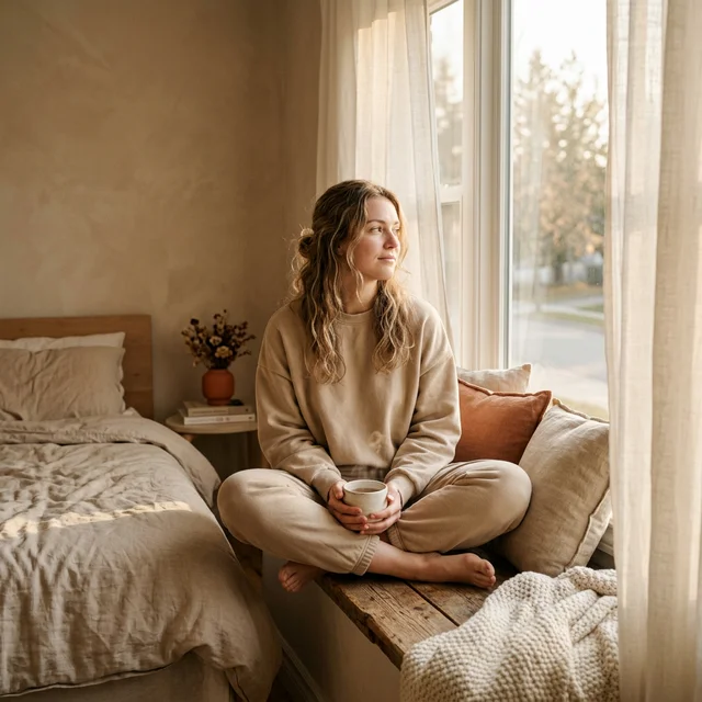 Woman relaxing in NAMMI loungewear